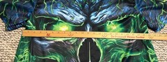 Green Flaming Skull All Over Print T-shirt XL Polyester Spandex