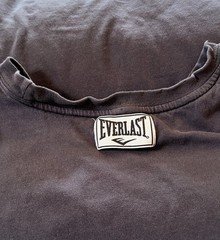 Vintage Everlast Muscle Shirt—Embroidered Logos—Faded Black Men’s Size Large