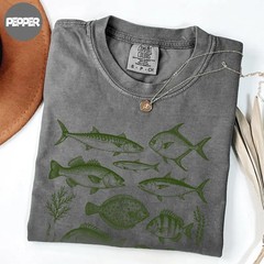 Vintage Fish Illustration Comfort Tee Retro Ocean Marine Life Graphic