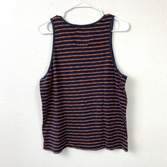 Beautiful Giant Men’s M Medium Striped Tank Top Navy Blue Orange Pocket