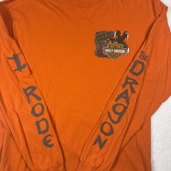 Harley Davidson I RODE THE DRAGON L Smoky Mtn Long Sleeve Y2K Orange Rare US129