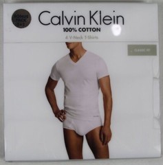 Calvin Klein 4 Pack White Classic Fit V Neck T-shirts Tee Cotton NWT