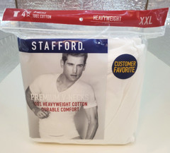 XXL Stafford T Shirts Heavyweight 100% Cotton V Necks ( 4-Pack)