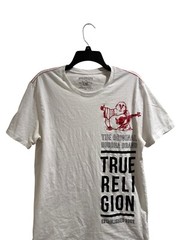 True Religion The Original Buddha Brand White T Shirt Men’s SZ M Long Length GUC