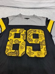 Maxi Milian New York Shirt Jersey Mens Black & Yellow Short Sleeve Paisley Large