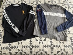 US Polo Assn. Men’s Long Sleeve Colorblock Logo Tee Black Gray Navy White