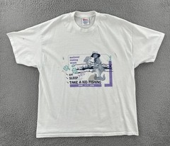 Vtg Hanes Heavyweight 50/50 Mens XL 90s Distressed White Shirt 1995 Fishing Week