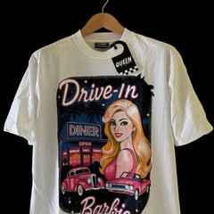 Vintage Barbie Drive In Diner T-Shirt Single Stitch Modern Reprint Large