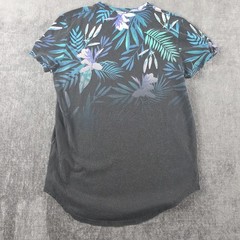 Hollister Must Have Collection Curved Hem Tee T-shirt Mens M Black Floral Ombre