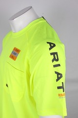 Ariat Men’s Rebar Heat Fighter T Shirt Pocket Short Sleeve Neon Lime 10031037