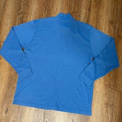 LL Bean Mens Blue Turtle Neck Long Sleeve Shirt Cotton Blend Size L minimalist