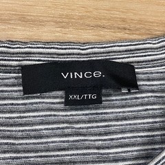 Vince T-Shirt Mens XXL Striped Cotton Blend Minimalist Quiet Luxury Grey White