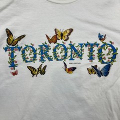 VTG 2000 Toronto Canada Butterflies T Shirt Mens Small White Animal Graphic Tee