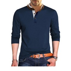Zonbailon men’s T-shirt Comfortable polo shirt long sleeve breathable autumn