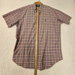 Ralph Lauren Shirt Mens Large Cream Red Black Plaid Blake Short Sleeve Work Wear