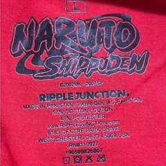 Naruto Graphic Shippuden Red Ripple Junction Short Sleeve T-Shirt Size Large NWT