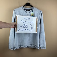 New Ocean Coast men’s XL gray cotton LS Henley pull over shirt