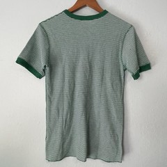 Healthknit Short Sleeve Thermal Waffle Knit Tee Shirt Medium Green White