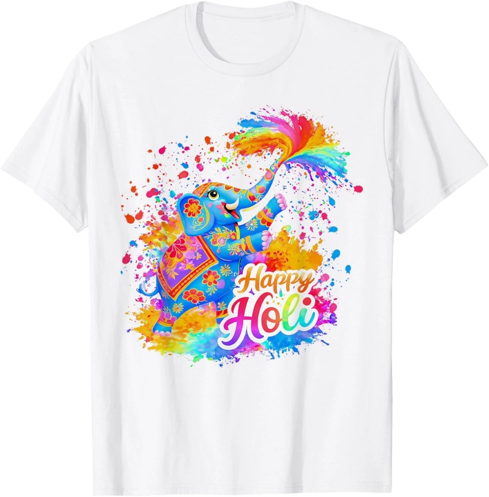 Happy Holi 2026 Hindu Colorful Elephant Festival T-Shirt