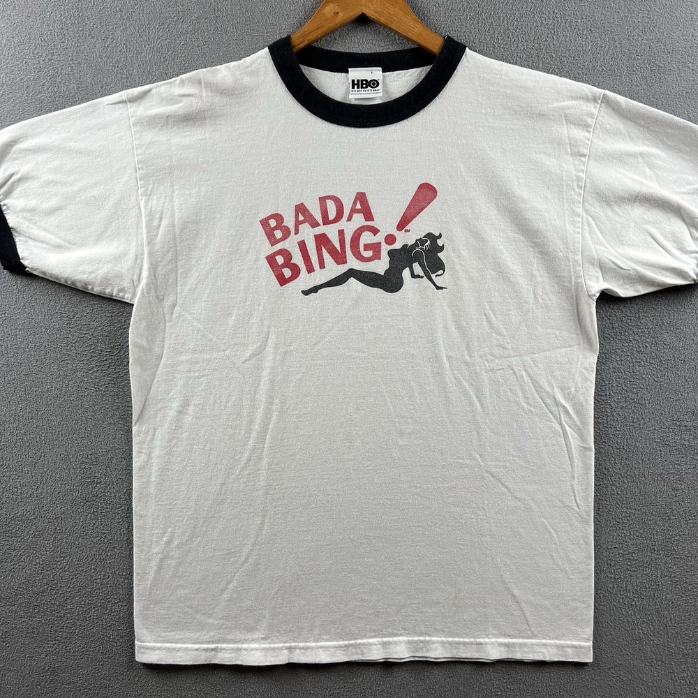 Vintage The Sopranos Shirt Mens XL White Ringer Bada Bing HBO Promo Tony Soprano
