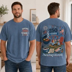 Backyard BBQ Dad Shirt, 1776 2026 250 Years America, Patriotic Dad Tee T-Shirt