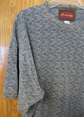 Vintage 90s Bronze Age Striped T Shirt Size M Skate Surf Tee USA Y2K Fish Logo
