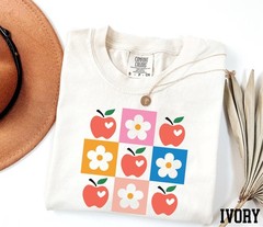 Floral Teacher Shirt Checkered Teacher Icons Back To School Teacher Gift Tee