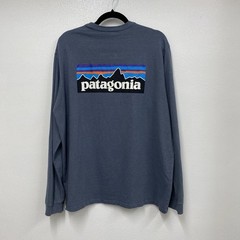 Patagonia Responsibili-Tee Blue Logo Graphic Jersey Crew L/S Tee Men XL