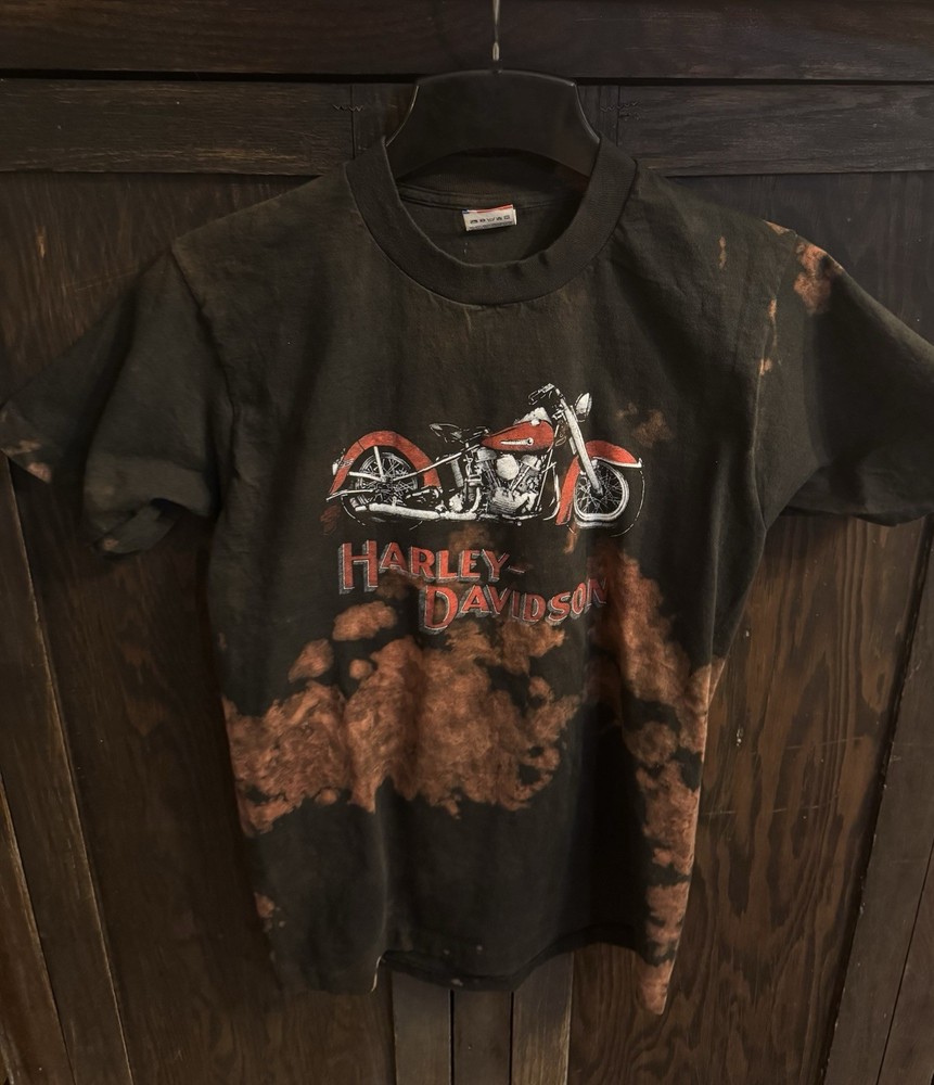 VINTAGE HARLEY DAVIDSON PANHEAD SHIRT DYED FADED 1980s