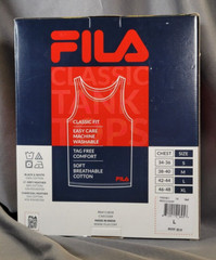 FILA 4 Ribbed Tank Tops L White Soft 100% Cotton Tag-Free Classic Fit SHIPS FREE