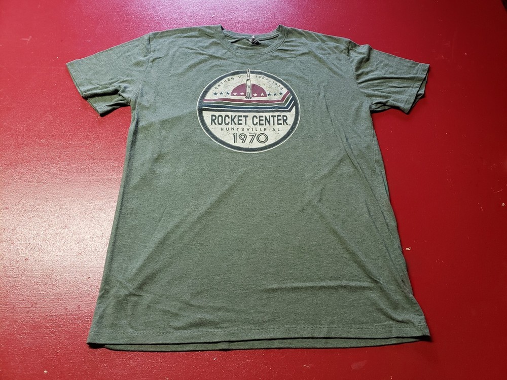 Delta Platinum T-Shirt Rocket Center Huntsville, AL. Saturn 5 Gray