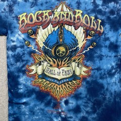 Rock and Roll Hall of Fame TShirt Sz M Mens Blue Tie Dye Graphic Souvenir Music