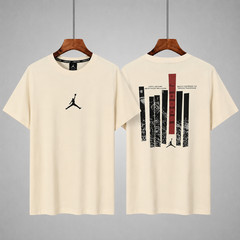 Air Jordan Men’s Casual Tee, L-4XL, Black/White/Beige, Basketball Logo