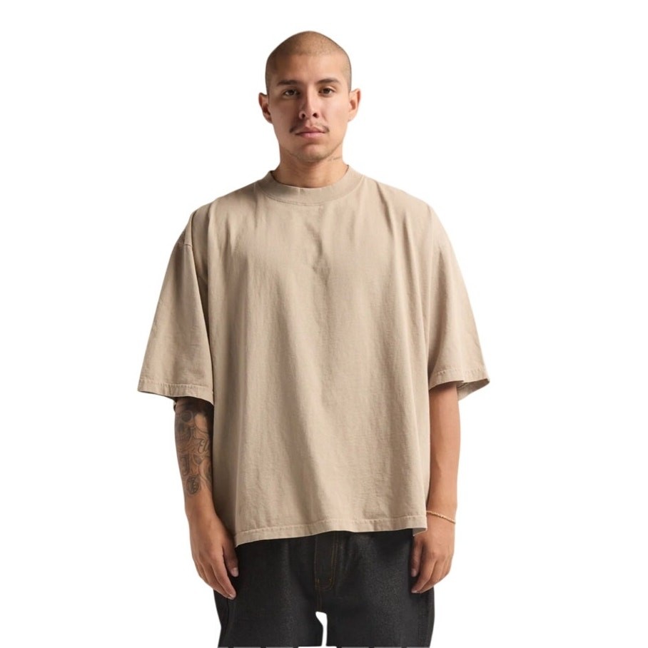 Men’s Shaka Wear Heavyweight Oversize Tee Oatmeal Streetwear Size Medium