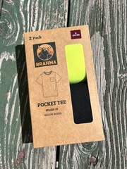 2-Pack BRAHMA Men’s S (34-36) Pocket Tee Relaxed Short Sleeve Moisture Wicking