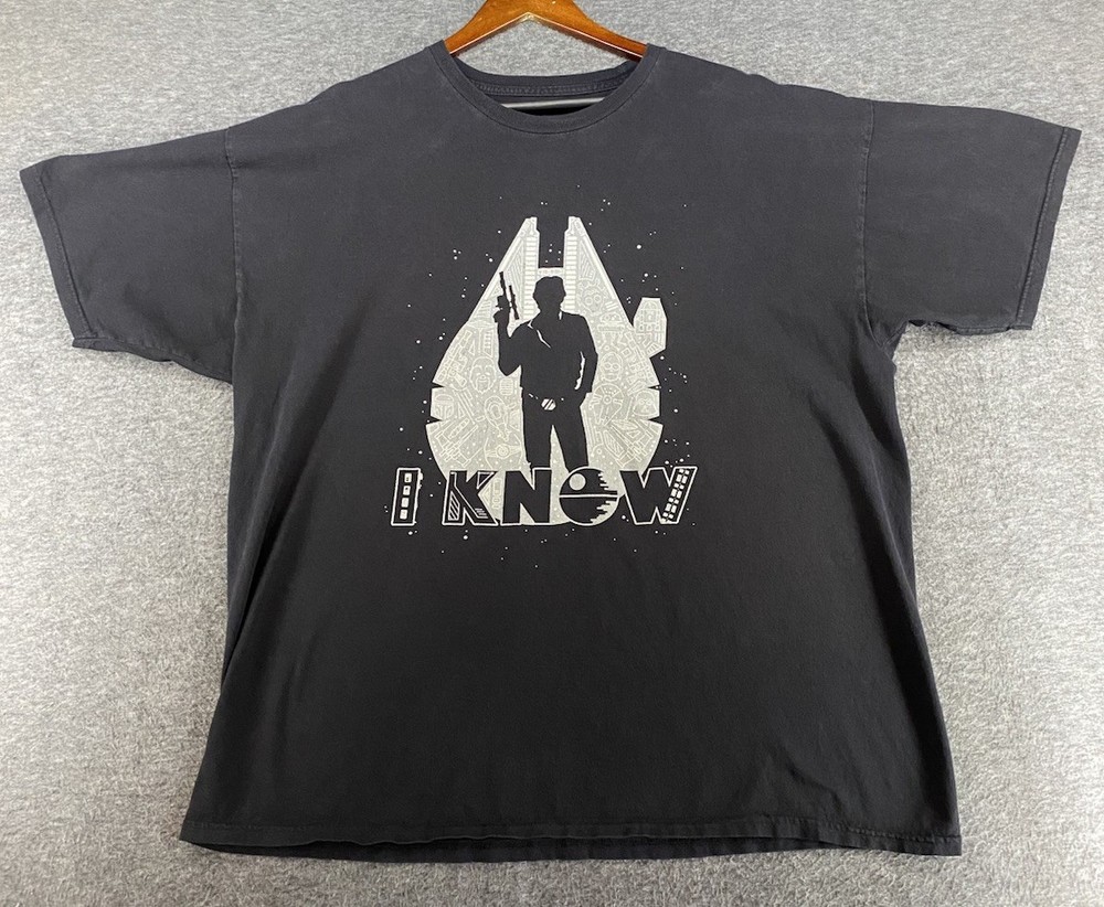 Star Wars Han Solo I Know T-Shirt Size XXL Black Graphic Tee See Photos Tee Fury
