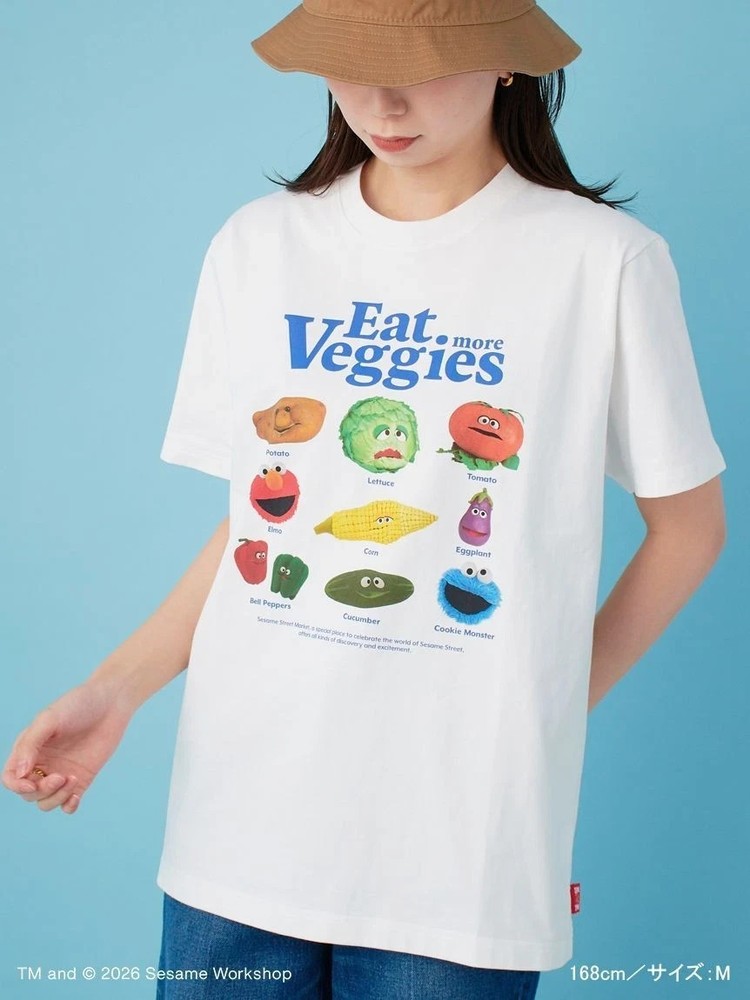 SESAME STREET [UNISEX] Printed T-shirt (PICNIC) White Size L From JP NEW