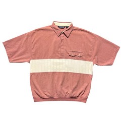 Vintage 80s 90s Envoy Mens Polo Shirt Pink Mauve Banded Hem Short Sleeve Retro M