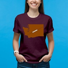 Washington Football State Shape – Hometown Pride T Shirt – Maroon