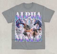 Alpha Male T-Shirt Kitten Cat Funny Meme Animal Bootleg Graphic Unisex Shirt