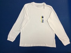 Men’s crew T-Shirt, long sleeve (George) 100% cotton, white, 1 ct