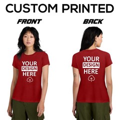 District Womens Perfect Weight Tee, Custom Printed Combed Cotton V-Neck Tee