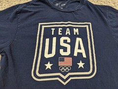 Team USA T Shirt Mens Medium Blue USA Flag Short Sleeves Cotton Team Apparel Tee