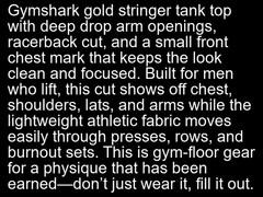 MEN’S STRINGER TANK TOP Gymshark Gold Racerback Bodybuilding Gym Drop Arm MEDIUM