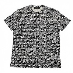 Armani Exchange Cotton Regular Fit T shirt Navy All Over Logo White Lettering
