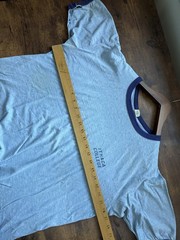 BOXY Vintage 50s 60s Ithaca College Ringer Shirt Heather Blue XL Airtowne Mills