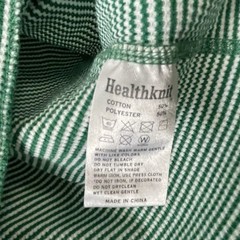 Healthknit Short Sleeve Thermal Waffle Knit Tee Shirt Medium Green White