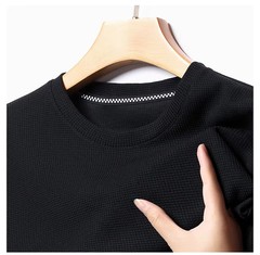 Men’s Waffle Knit T-Shirt Breathable Summer O-Neck Casual Short Sleeve Tee