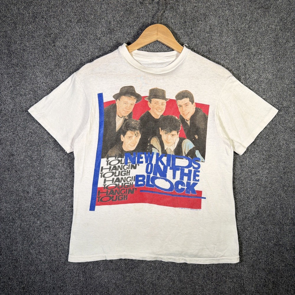 Vintage Mew Kids On The Block Shirt Mens Small White 80s 1989 Band Hangin Tough