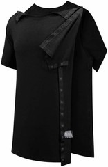 Post Shoulder Surgery Shirts for Men Full Snap Open Tear Away Short Sleeve T Shi